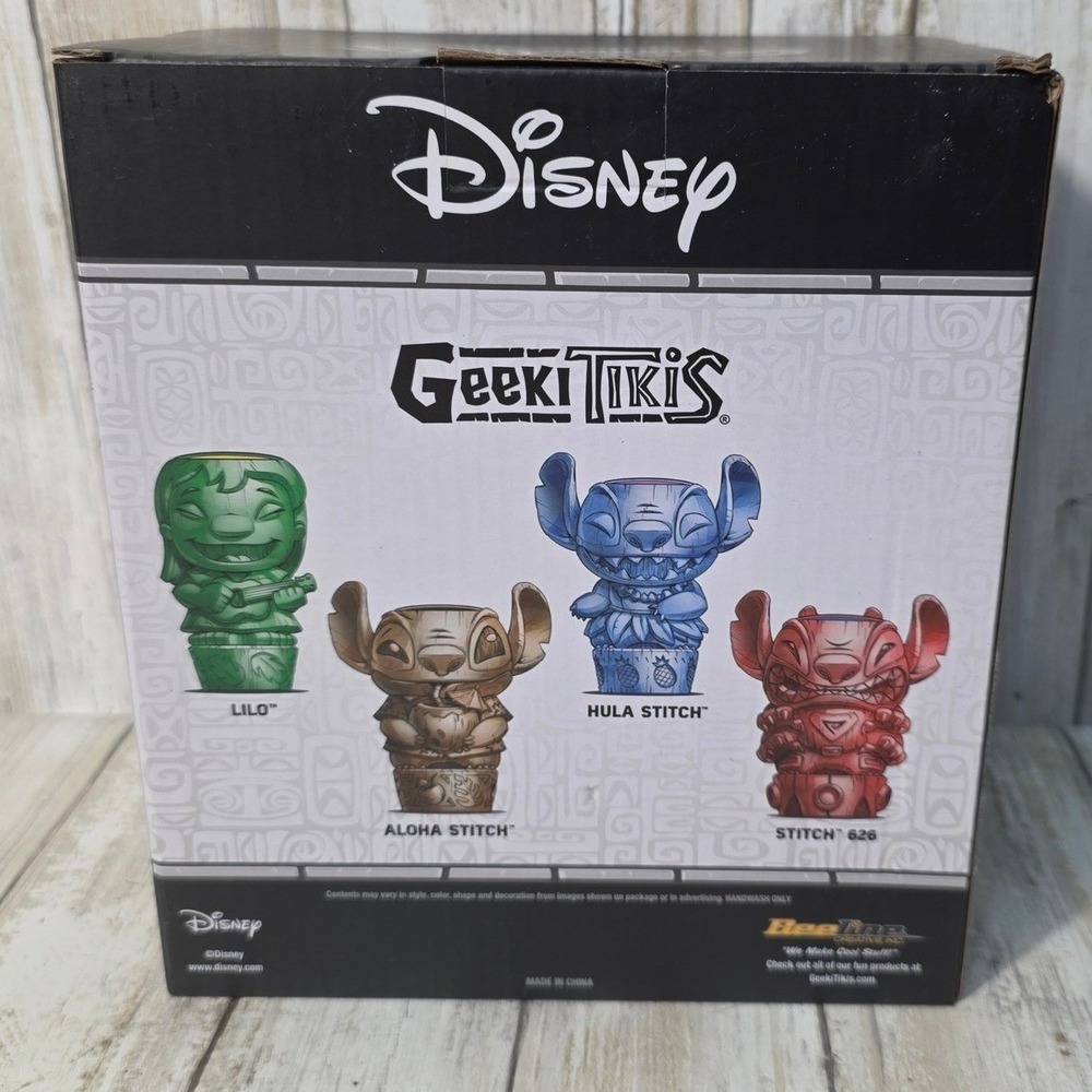 Disney Geeki Tikis Aloha Stitch Ceramic Mug  Brown Hand Painted Lilo/ Stitch - Picture 2 of 6